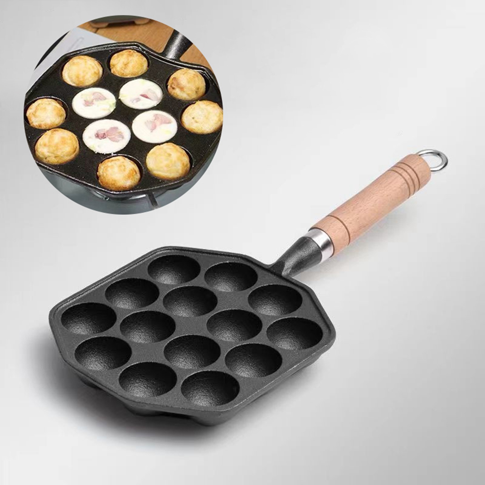 Takoyaki Grill Plate - 14 Löcher Takoyaki Pfanne Antihaft Gusseisen