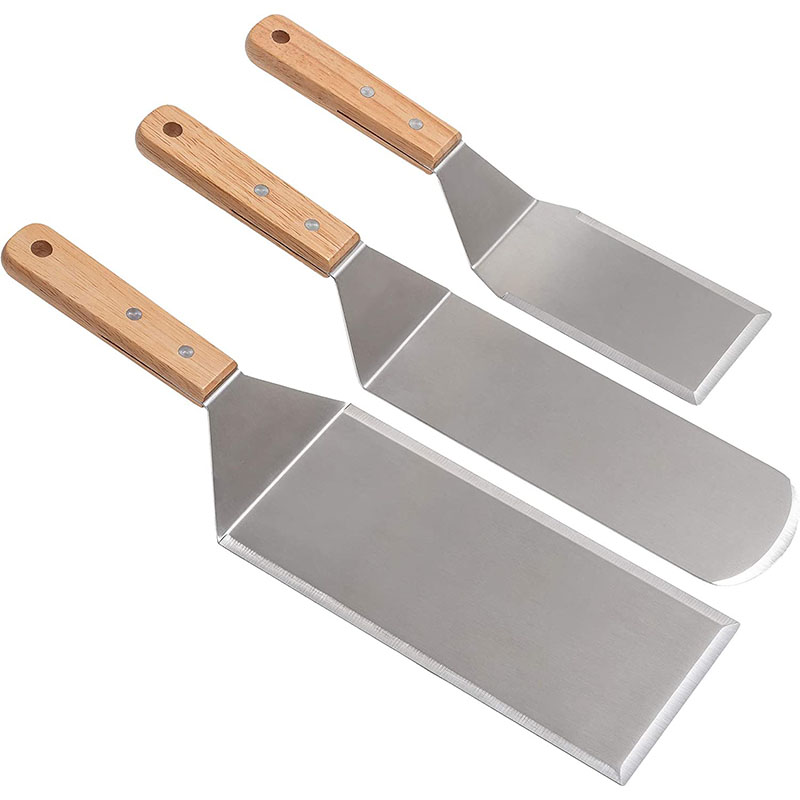 Okonomiyaki Spatula - Professionelles Spatel-Set, übergroßer Pfannkuchen-Hamburger-Wender aus Edelstahl,