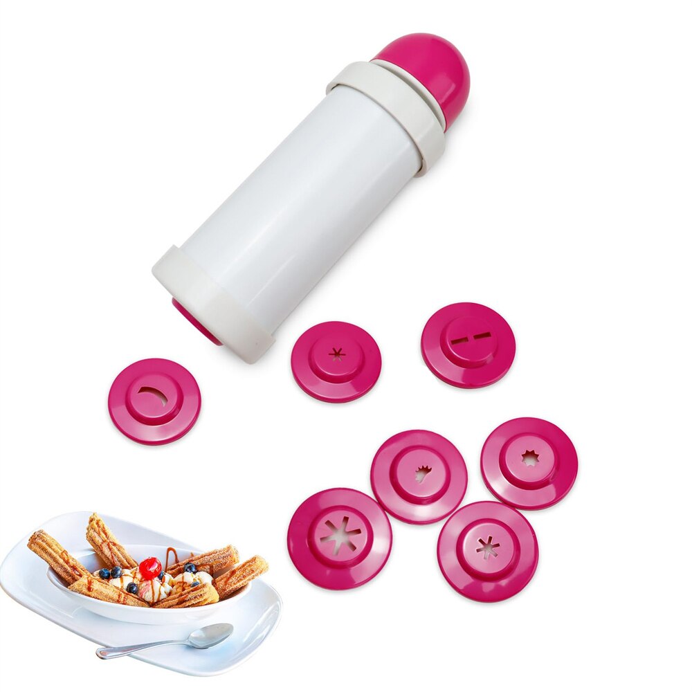 Churros Maker Gun - Kunststoff-Churro-Maker-Kit, tragbare Churrera-Churro-Maker-Pistolenmaschine mit 8-Formen-Scheiben, Frittierwerkzeug
