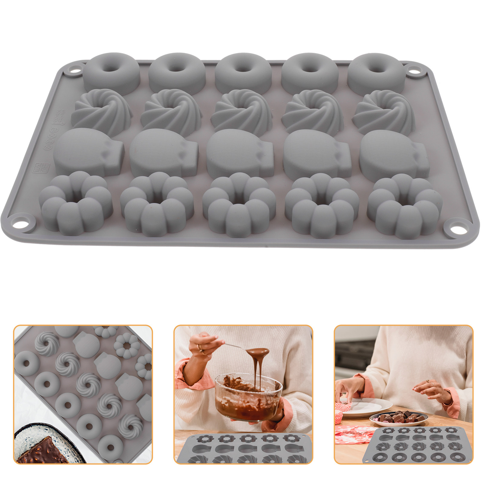 Donut Mold Silicone - Schokoladen-Donut-Form aus Silikon, Mini-Backform für Süßigkeiten,
